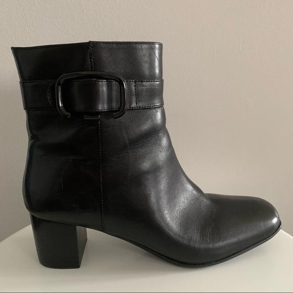Nine West Primeo - Black Leather Ankle Boots with Heel - Size 8.5M - Picture 2 of 14